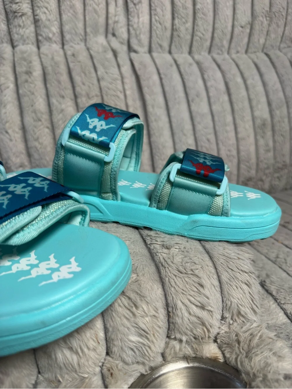 Kappa Aqua Teal Logo-Embossed Slide